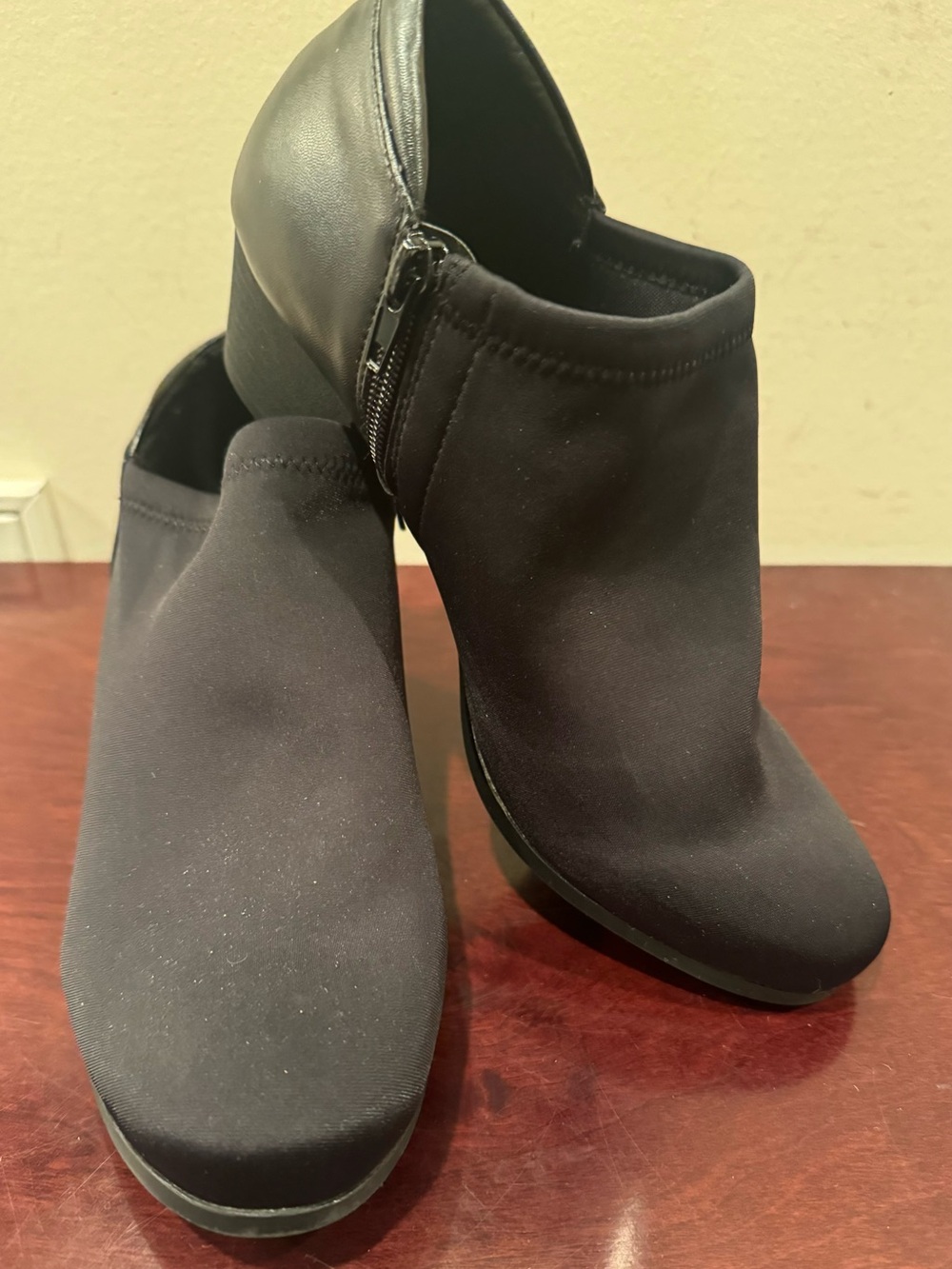 Women's Black Fabric Ankle Booties with Side Zip by Black Rivet - Size 7.5